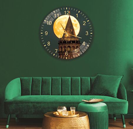 Galata Kulesi Cam Saat - 40 cm