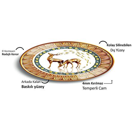 Altın Geyikler Cam Tablo