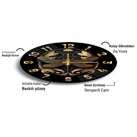 Kelebek Cam Saat - 40 cm