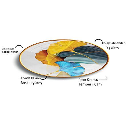 Ginko Yaprakları Cam Tablo