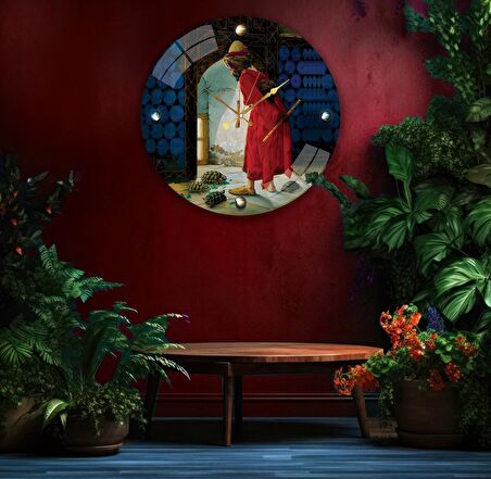 Kamlumbağa Terbiyecisi Cam Saat - 40 cm