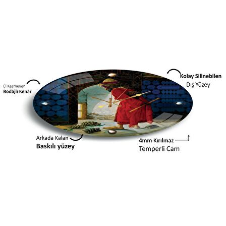 Kamlumbağa Terbiyecisi Cam Saat - 40 cm