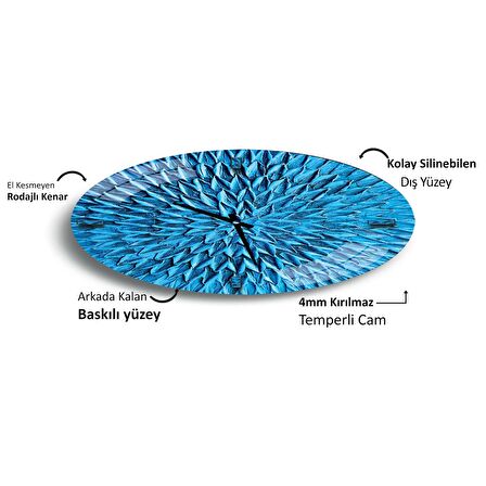 Mavinin Aşkı Cam Saat - 60 cm