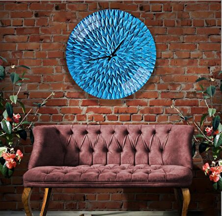 Mavinin Aşkı Cam Saat - 60 cm