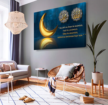 Allah ve Muhammed Lafzı Kanvas Tablo