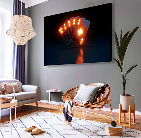 Neon Oyun Kartı Kanvas Tablo
