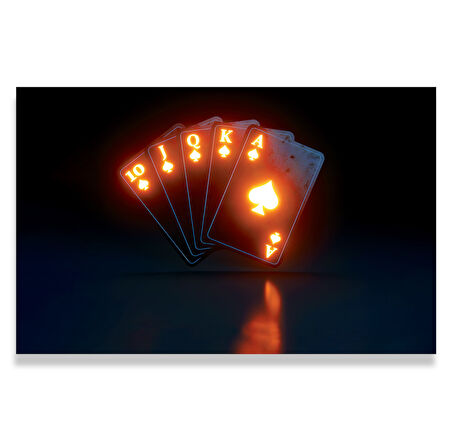 Neon Oyun Kartı Kanvas Tablo