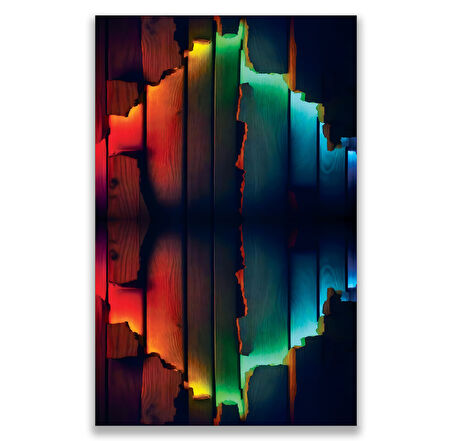 Neon Wood Kanvas Tablo