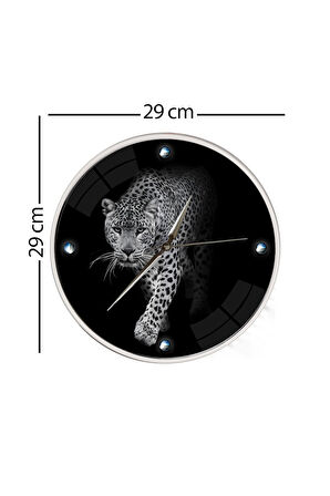 Leopar Duvar Saati - 29 cm