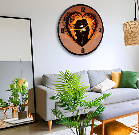 Aşk Kanvas (Ahşap) Duvar Saati - 70 cm