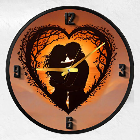 Aşk Kanvas (Ahşap) Duvar Saati - 70 cm