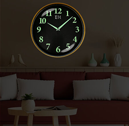 Parlayan Fosforlu Duvar Saati Gold - 29 cm