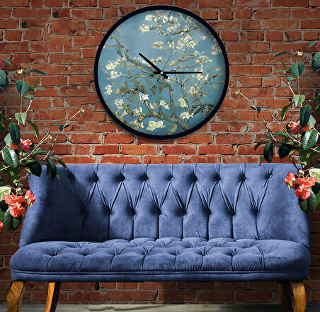 Almond Blossom 70 Cm El Yapımı Ahşap Duvar Saati