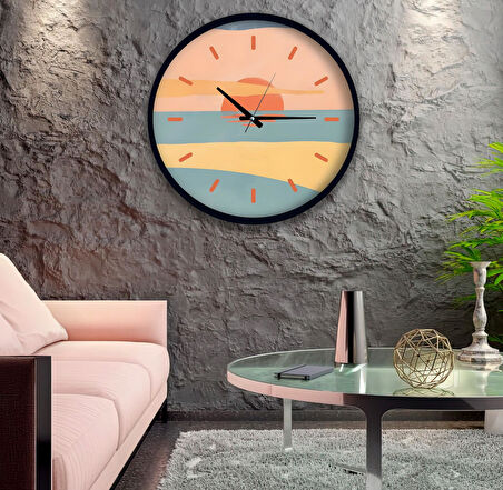 Sunset 60 Cm El Yapımı Ahşap Duvar Saati