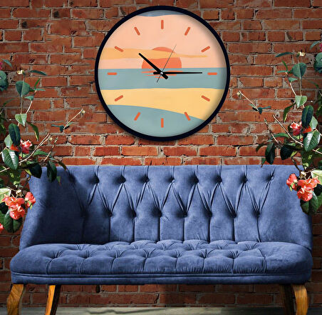 Sunset 60 Cm El Yapımı Ahşap Duvar Saati