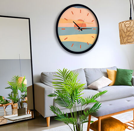Sunset 70 Cm El Yapımı Ahşap Duvar Saati