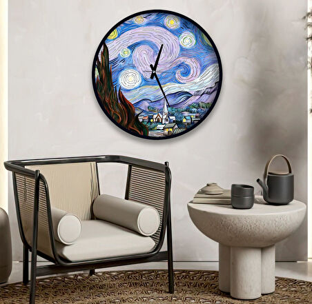 Van Gogh 30 Cm The Starry Night Ahşap Duvar Saati