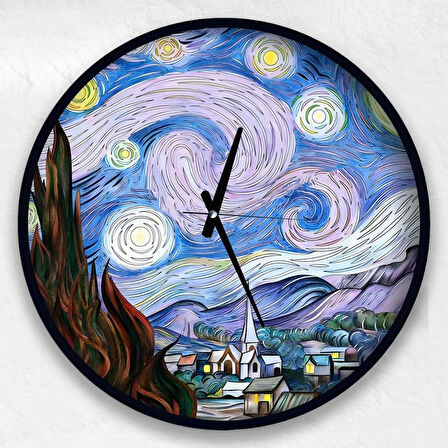 Van Gogh 50 Cm The Starry Night Ahşap Duvar Saati