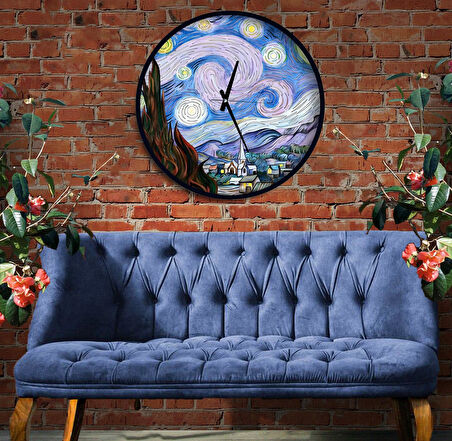 Van Gogh 50 Cm The Starry Night Ahşap Duvar Saati