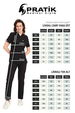 Hardal Likralı Zarf Yaka Scrubs Doktor Hemşire Forması Takım Unisex