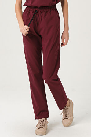 Bordo Likralı Tek Alt Doktor Hemşire Forması Unisex