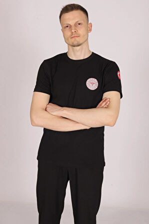 Siyah 112 Acil Sağlık Bisiklet Yaka Tişört Unisex