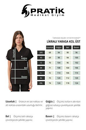 İndigo Likralı Scrubs Doktor Hemşire Forması Yarasa Kol Tek Üst Unisex