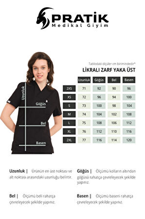 İndigo Likralı Zarf Yaka Scrubs Doktor Hemşire Forması Tek Üst Unisex