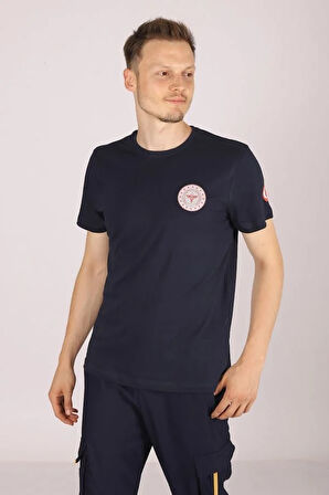 Lacivert 112 Acil Sağlık Bisiklet Yaka Tişört Unisex