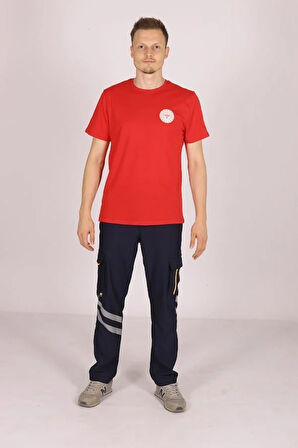 Kırmızı 112 Acil Sağlık Bisiklet Yaka Tişört Unisex