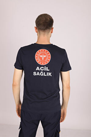 Lacivert 112 Acil Sağlık V Yaka Tişört Unisex