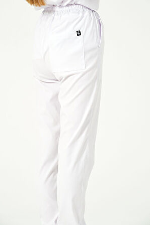 Beyaz Likralı Jogger Paça Doktor Hemşire Forması Tek Alt Unisex