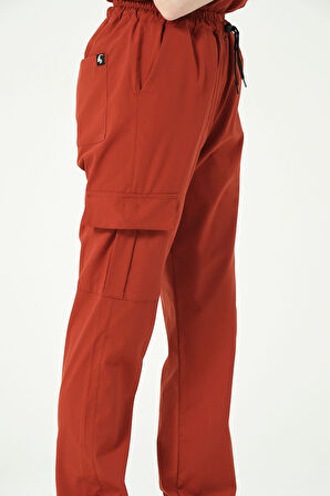 Kiremit Likralı Kargo Cep Jogger Paça Doktor Hemşire Forması Tek Alt Unisex