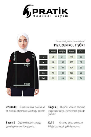 Siyah 112 Acil Sağlık Bisiklet Yaka Uzun Kollu Tişört Unisex