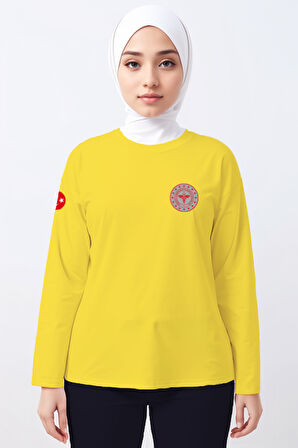 Sarı 112 Acil Sağlık Bisiklet Yaka Uzun Kollu Tişört Unisex
