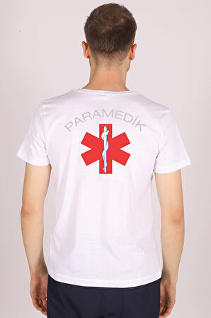 Beyaz Paramedik V Yaka Tişört Unisex