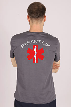 Gri Paramedik V Yaka Tişört Unisex