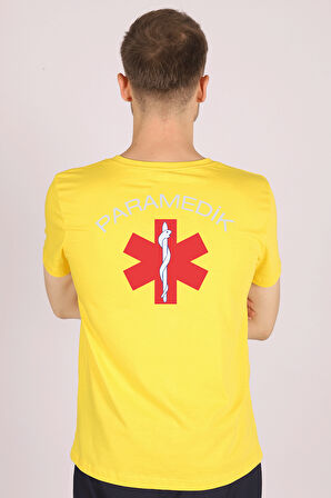 Sarı Paramedik Bisiklet Yaka Tişört Unisex