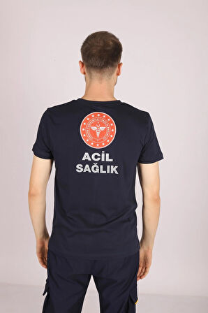 Lacivert 112 Acil Sağlık V Yaka Tişört Unisex