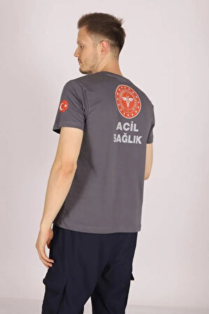 Gri 112 Acil Sağlık Bisiklet Yaka Tişört Unisex