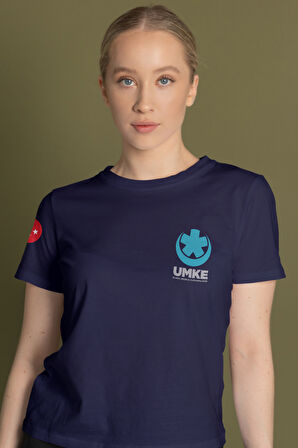 Lacivert UMKE Bisiklet Yaka Tişört Unisex