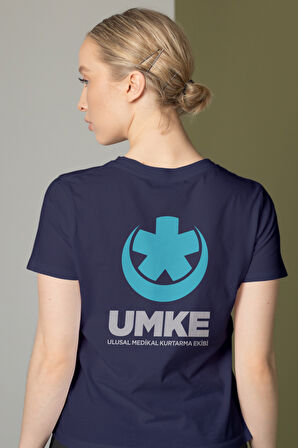 Lacivert UMKE Bisiklet Yaka Tişört Unisex