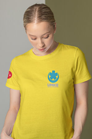 Sarı UMKE Bisiklet Yaka Tişört Unisex