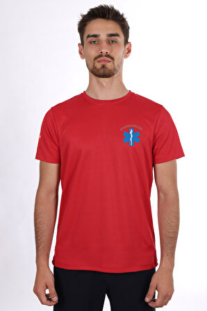 Kırmızı Paramedik Dry Touch Bisiklet Yaka Tişört Unisex