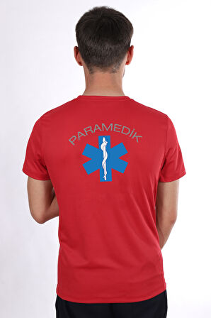 Kırmızı Paramedik Dry Touch Bisiklet Yaka Tişört Unisex