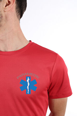 Kırmızı Paramedik Dry Touch Bisiklet Yaka Tişört Unisex