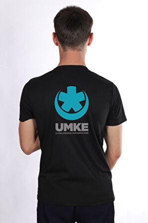 Siyah UMKE Dry Touch Bisiklet Yaka Tişört Unisex