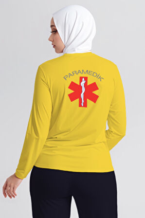 Sarı Paramedik Bisiklet Yaka Uzun Kollu Tişört Unisex