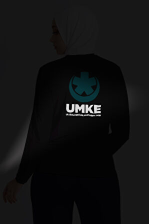 Beyaz UMKE Bisiklet Yaka Uzun Kollu Tişört Unisex