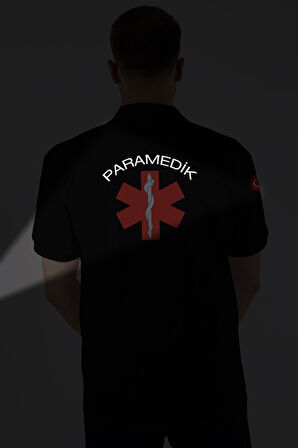 Siyah Paramedik Polo Yaka Tişört Unisex